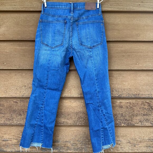 Madewell Cali Denim Boot Womens Cropped Jeans Size 28 With Raw Hem Blue Stretch - Picture 4 of 14